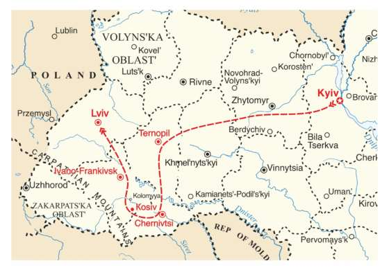 Ukraine spiritual tour map