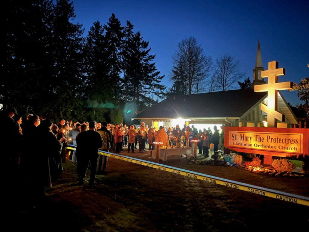 Prayer vigil on the eve of the Russian invasion of Ukraine, 24 February 2022.